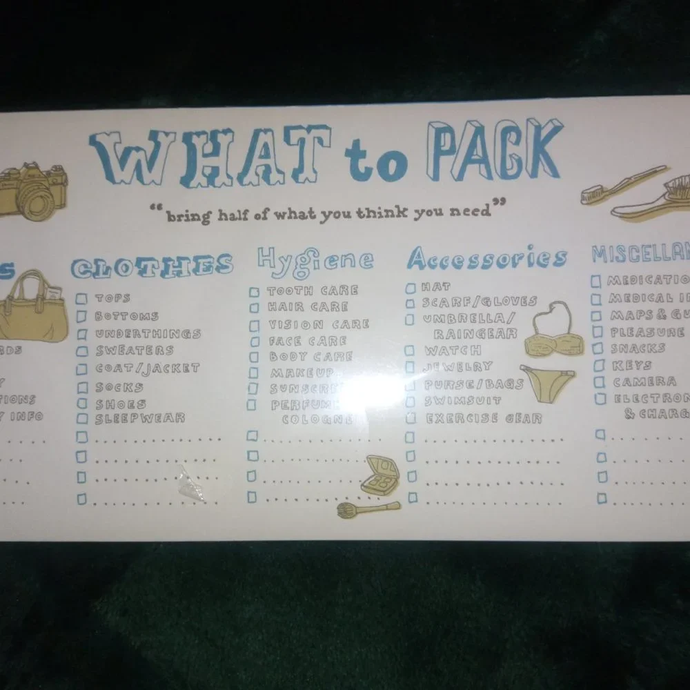 What To Pack Stationery Sheets - Pad of 60 Sheets NEW